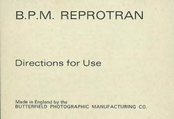 BPM Bellows Repotran Original Instruction Manual